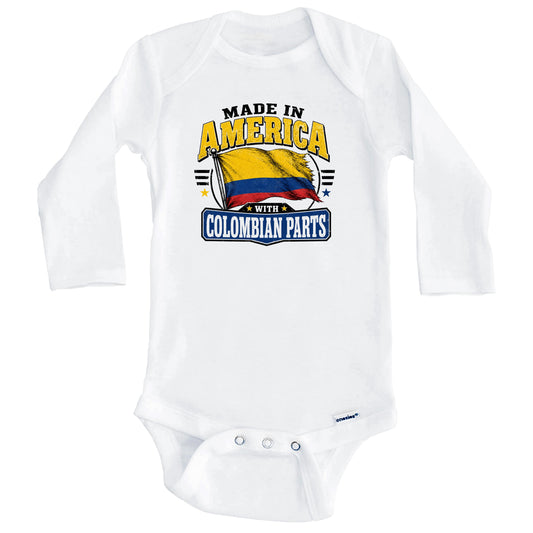 Made In America With Colombian Parts Colombia Flag Baby Bodysuit (Long Sleeves)