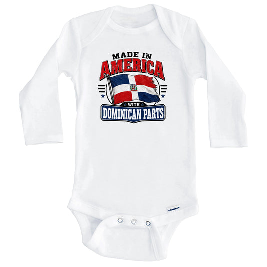 Made In America With Dominican Parts Dominican Republic Flag Baby Bodysuit (Long Sleeves)