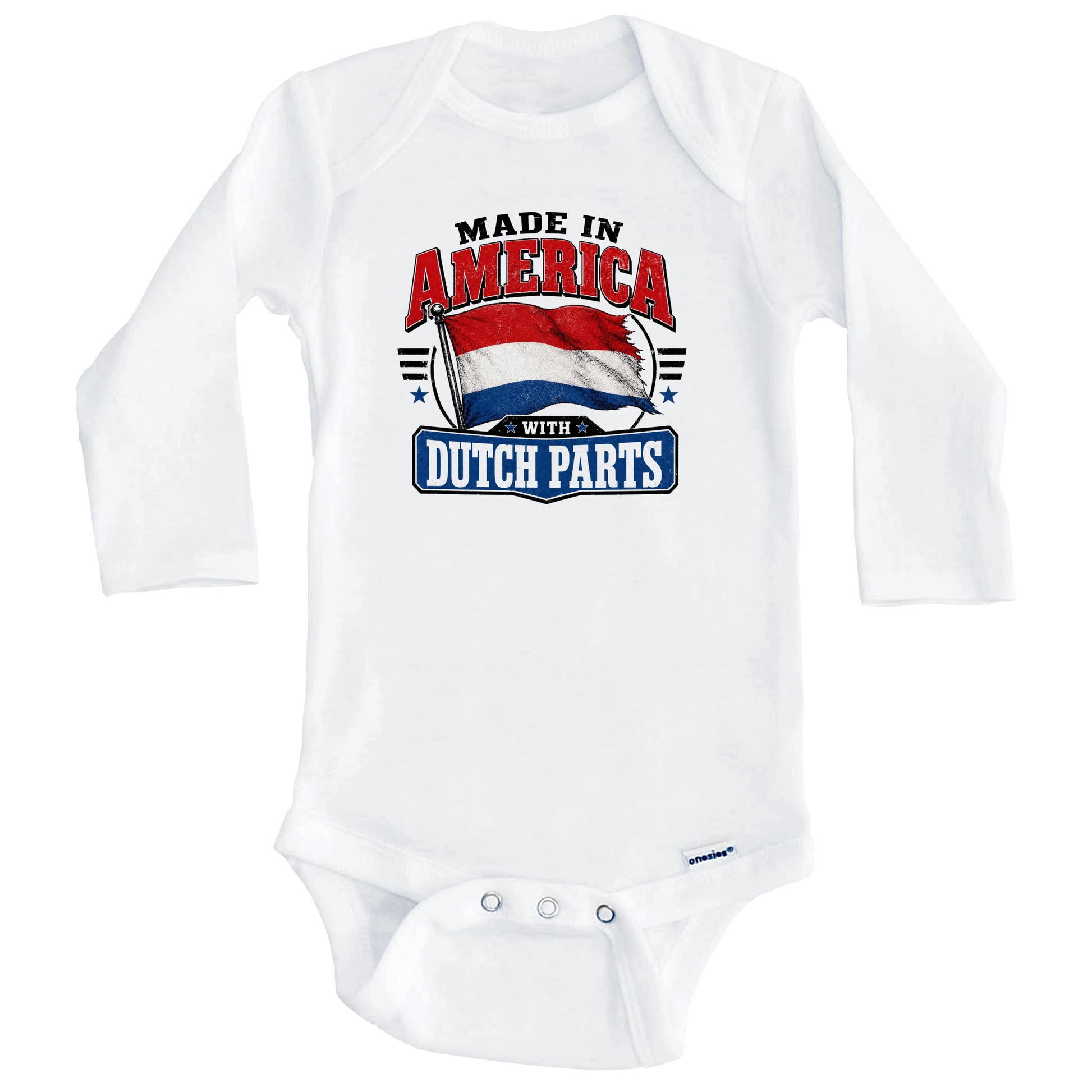 Made In America With Dutch Parts Netherlands Flag Baby Bodysuit (Long Sleeves)