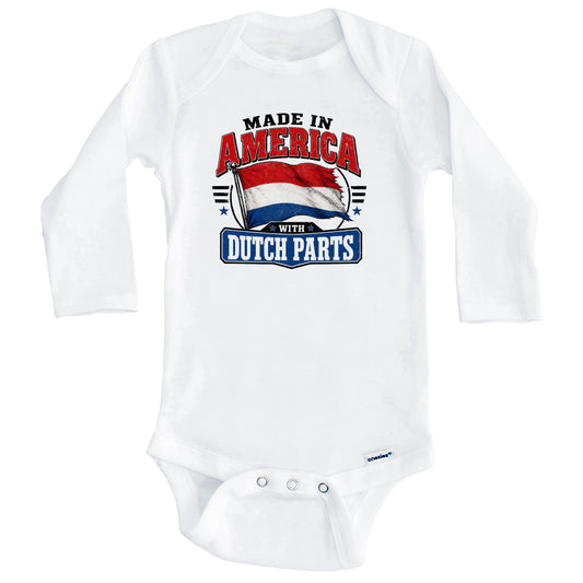 Made In America With Dutch Parts Netherlands Flag Baby Bodysuit (Long Sleeves)