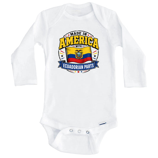 Made In America With Ecuadorian Parts Ecuador Flag Baby Bodysuit (Long Sleeves)
