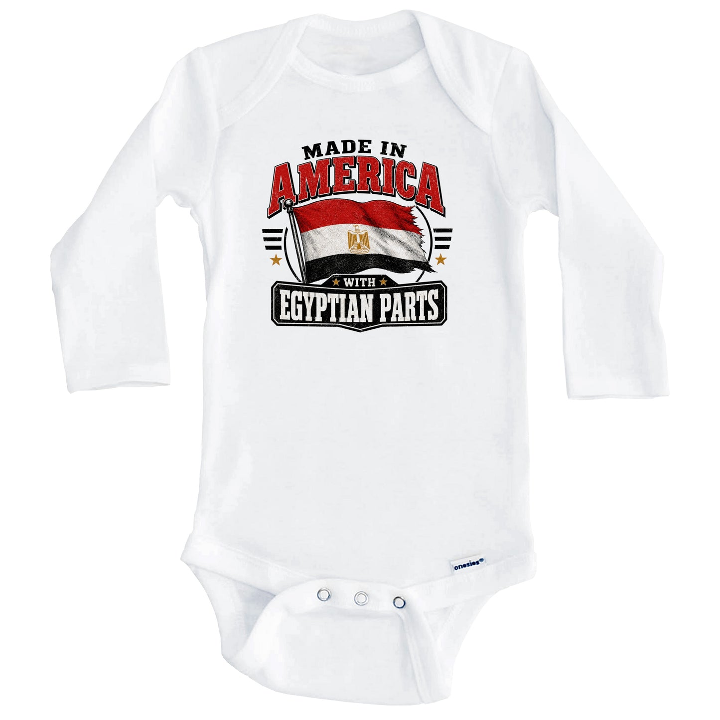 Made In America With Egyptian Parts Egypt Flag Baby Bodysuit (Long Sleeves)