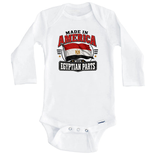 Made In America With Egyptian Parts Egypt Flag Baby Bodysuit (Long Sleeves)