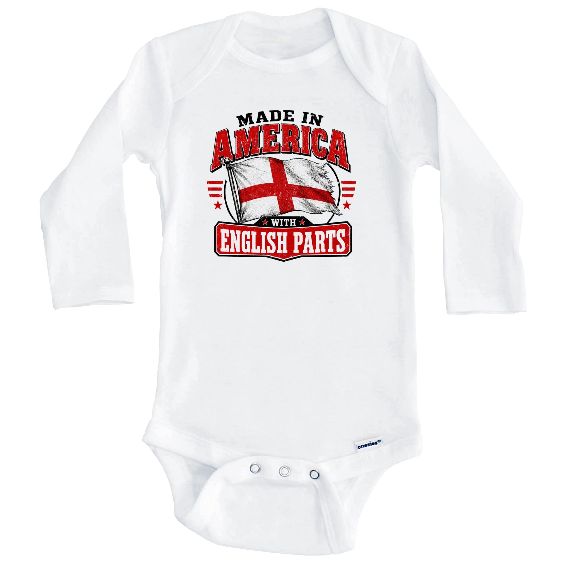Made In America With English Parts England Flag Baby Bodysuit (Long Sleeves)
