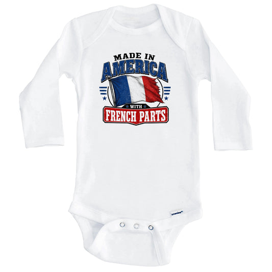 Made In America With French Parts Frane Flag Baby Bodysuit (Long Sleeves)
