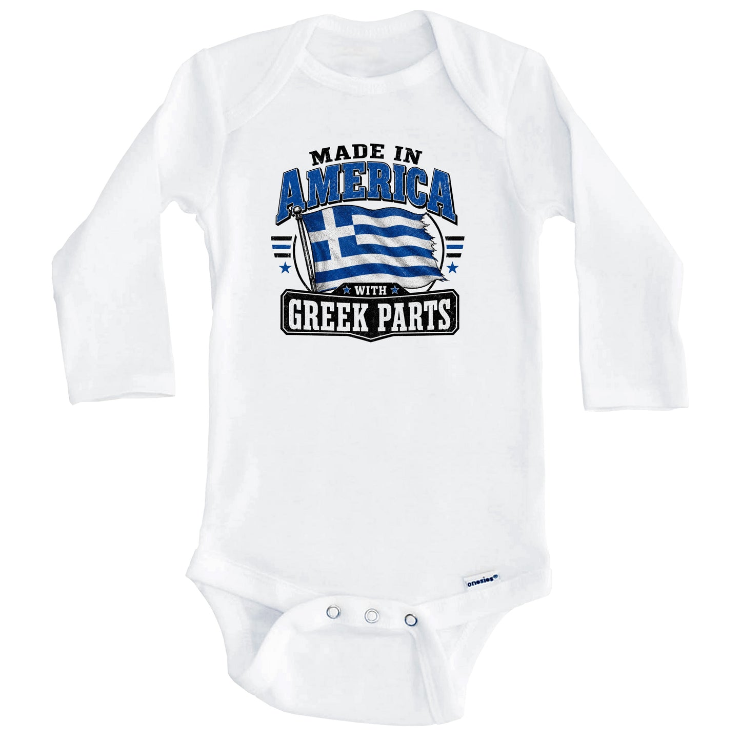 Made In America With Greek Parts Greece Flag Baby Bodysuit (Long Sleeves)