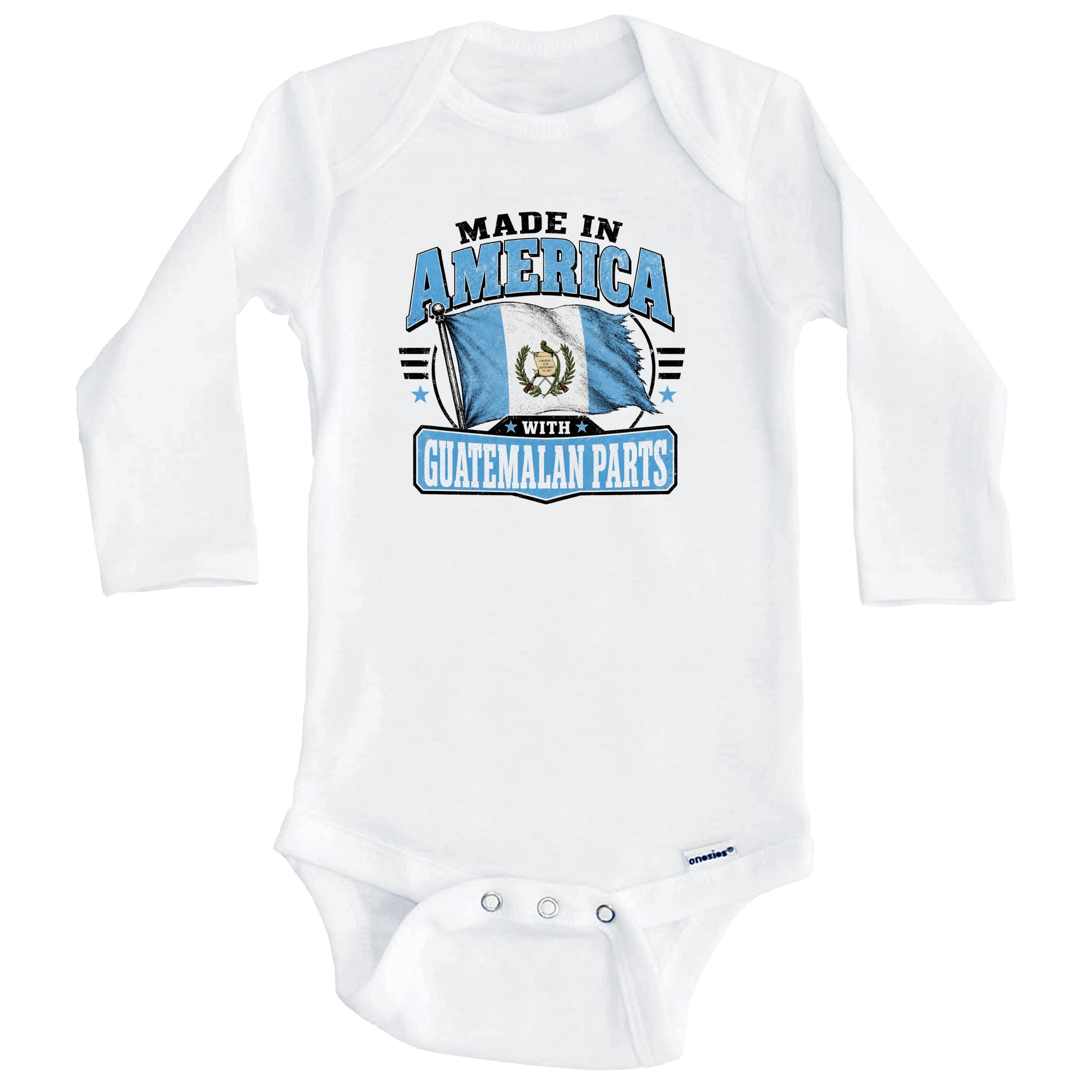Made In America With Guatemala Parts Guatemalan Flag Baby Bodysuit (Long Sleeves)