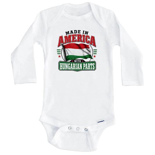 Made In America With Hungarian Parts Hungary Flag Baby Bodysuit (Long Sleeves)