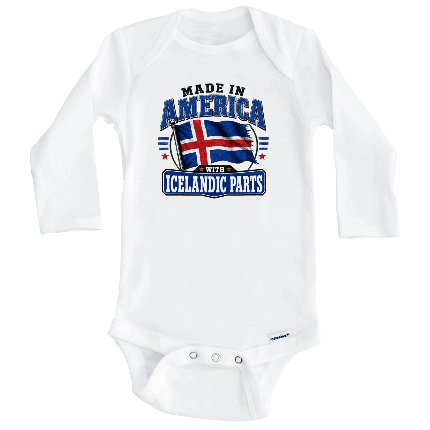 Made In America With Icelandic Parts Iceland Flag Baby Bodysuit (Long Sleeves)