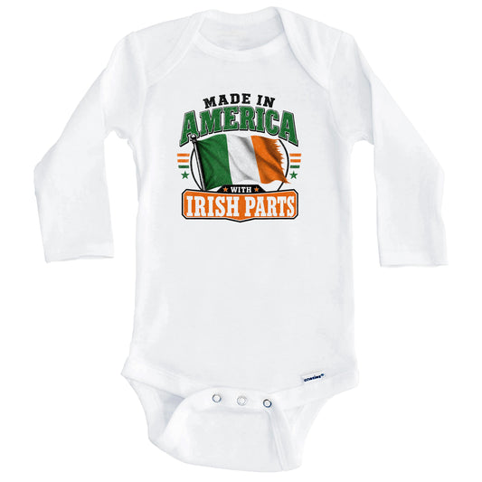 Made In America With Irish Parts Ireland Flag Baby Bodysuit (Long Sleeves)