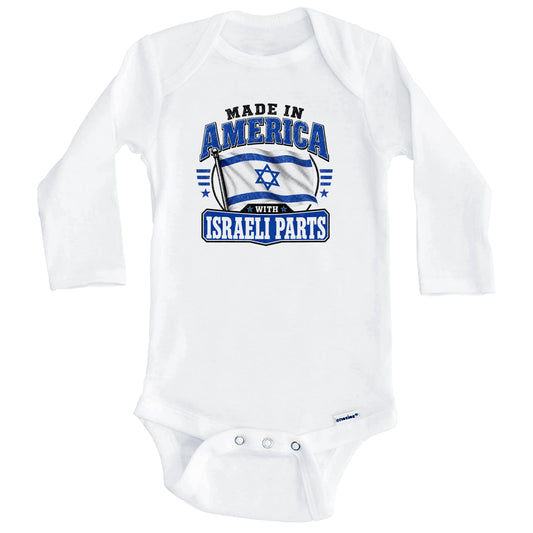Made In America With Israeli Parts Israel Flag Baby Bodysuit (Long Sleeves)