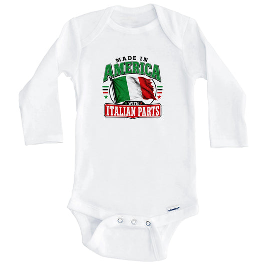 Made In America With Italian Parts Italy Flag Baby Bodysuit (Long Sleeves)