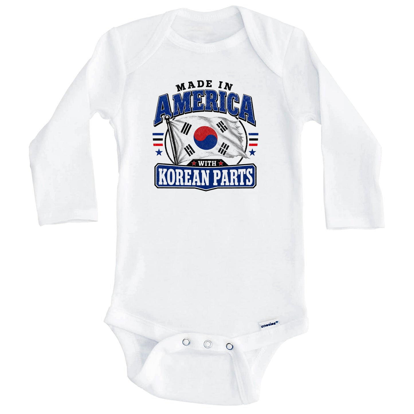 Made In America With Korean Parts South Korea Flag Baby Bodysuit (Long Sleeves)