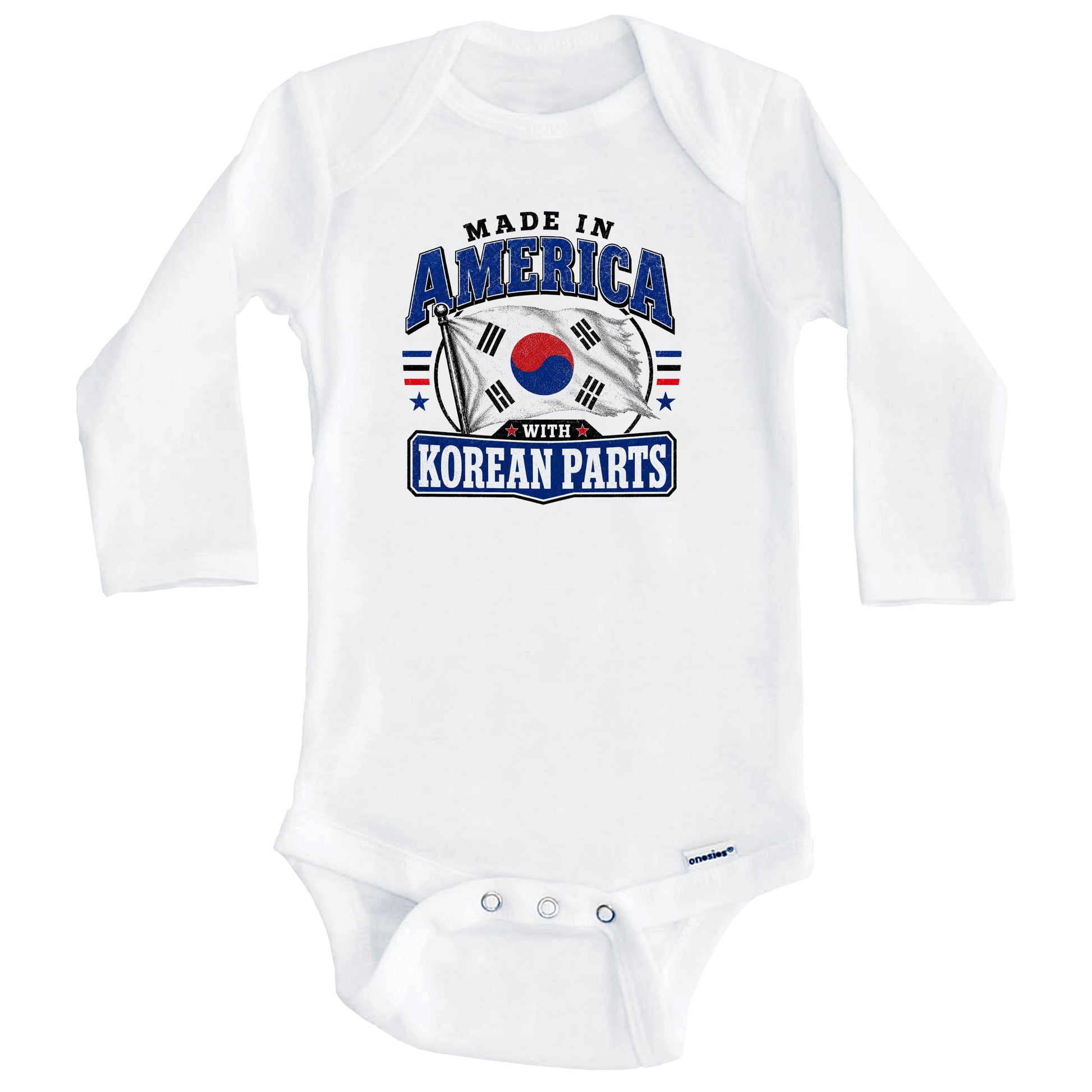Made In America With Korean Parts South Korea Flag Baby Bodysuit (Long Sleeves)