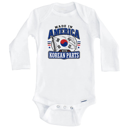 Made In America With Korean Parts South Korea Flag Baby Bodysuit (Long Sleeves)