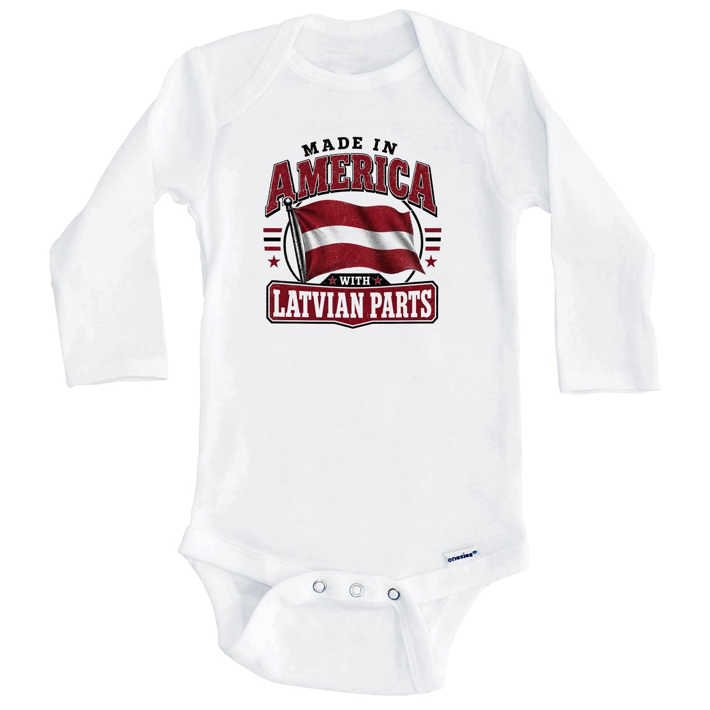 Made In America With Latvian Parts Latvia Flag Baby Bodysuit (Long Sleeves)