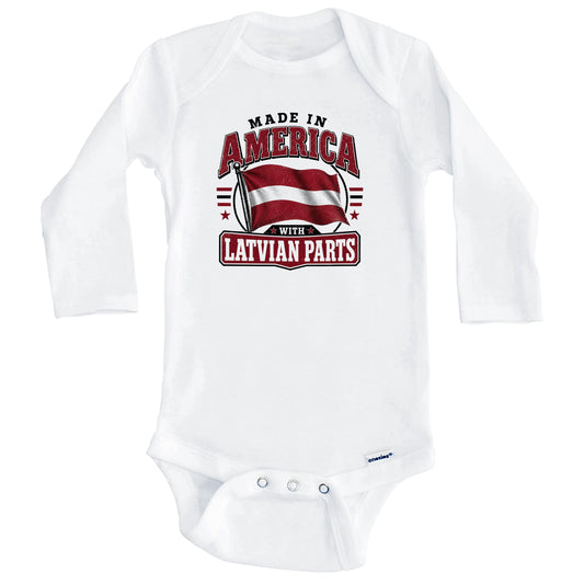 Made In America With Latvian Parts Latvia Flag Baby Bodysuit (Long Sleeves)