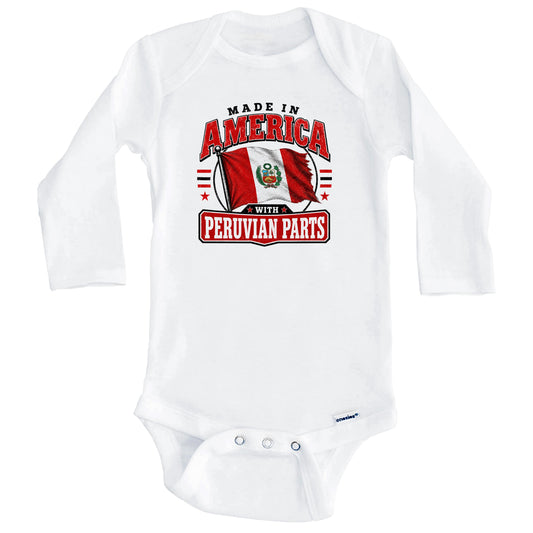 Made In America With Peruvian Parts Peru Flag Baby Bodysuit (Long Sleeves)