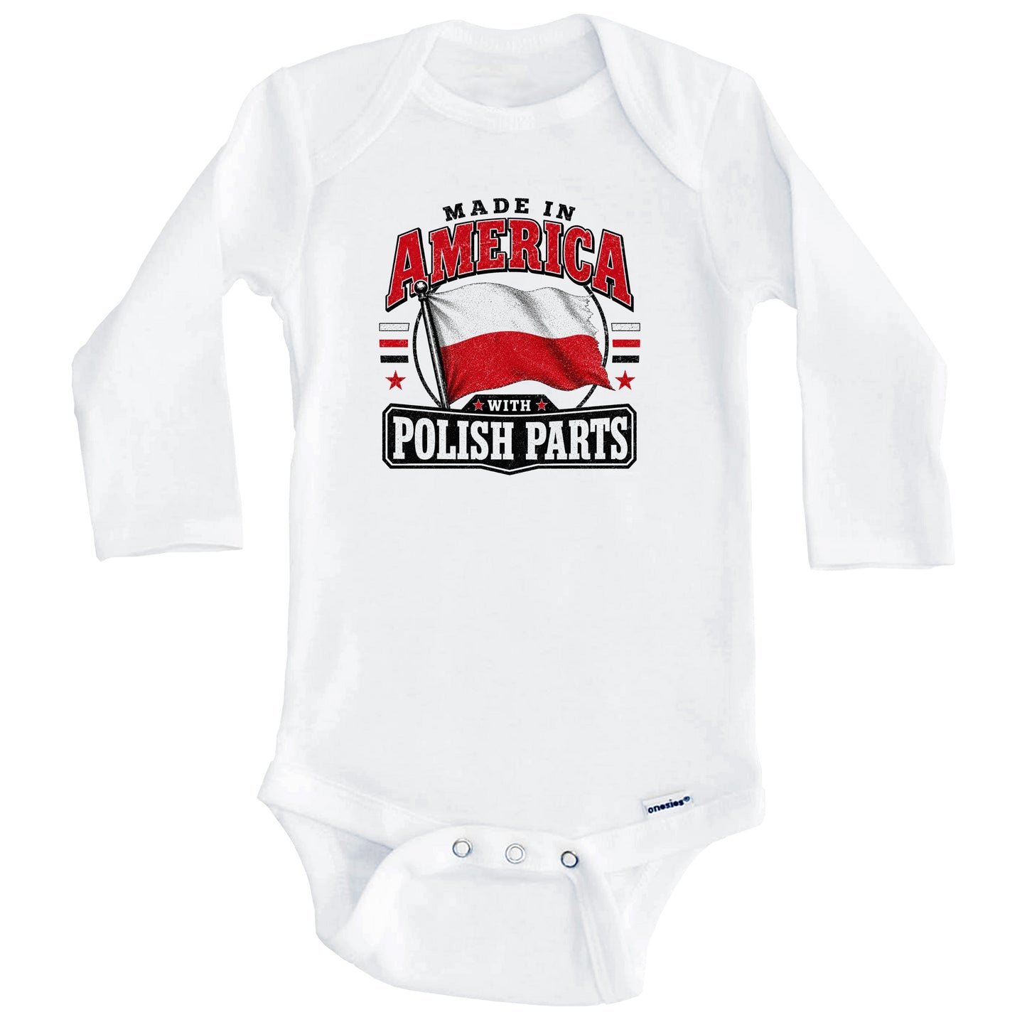 Made In America With Polish Parts Poland Flag Baby Bodysuit (Long Sleeves)