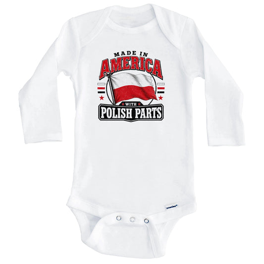 Made In America With Polish Parts Poland Flag Baby Bodysuit (Long Sleeves)