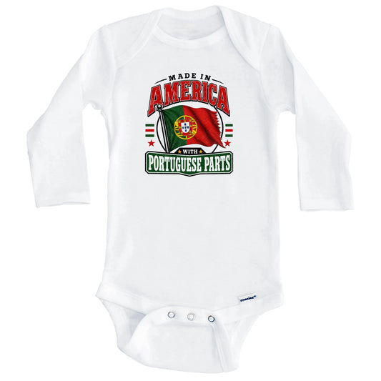 Made In America With Portuguese Parts Portugal Flag Baby Bodysuit (Long Sleeves)