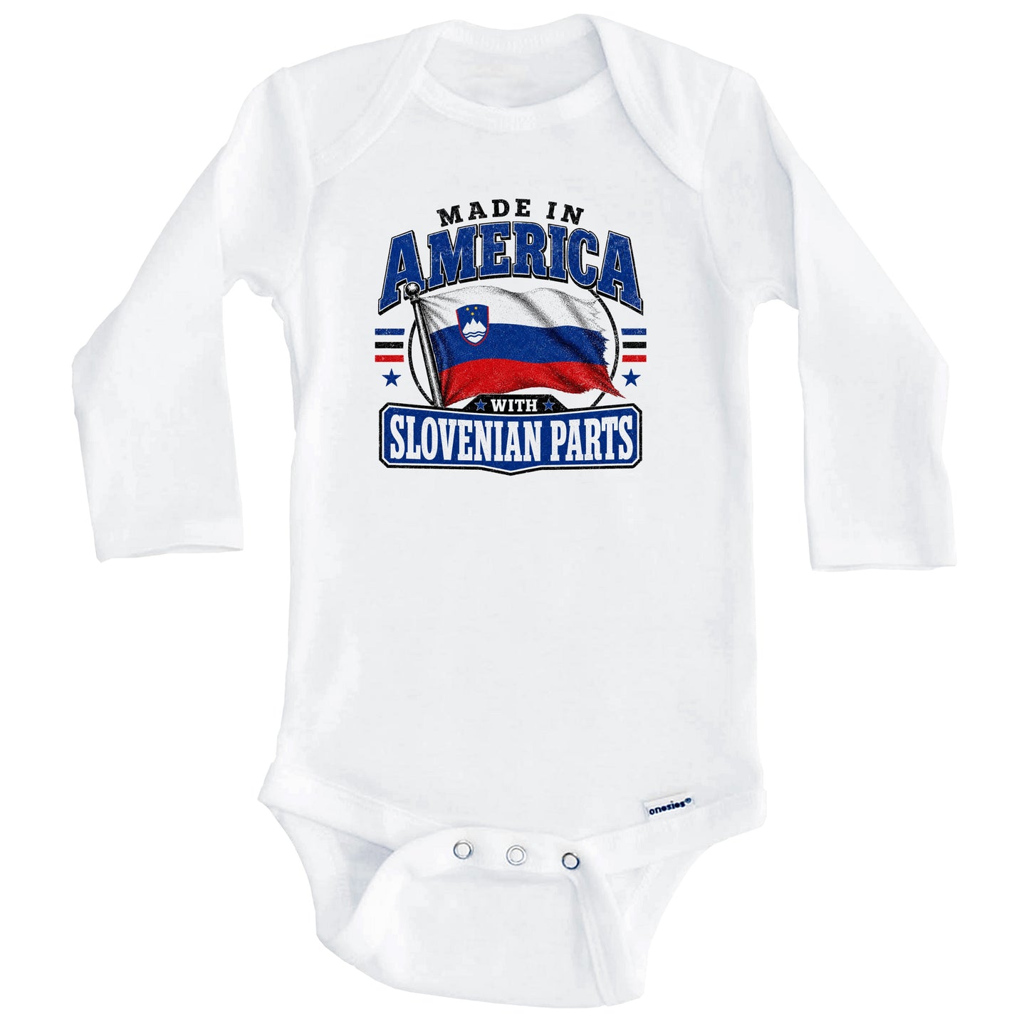 Made In America With Slovenian Parts Slovenia Flag Baby Bodysuit (Long Sleeves)