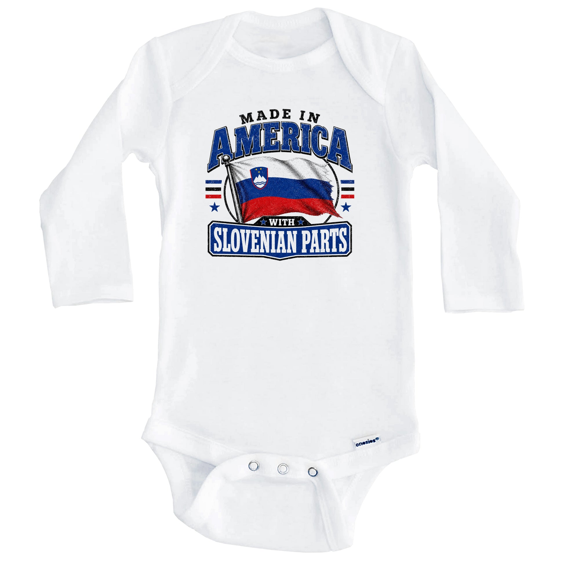 Made In America With Slovenian Parts Slovenia Flag Baby Bodysuit (Long Sleeves)