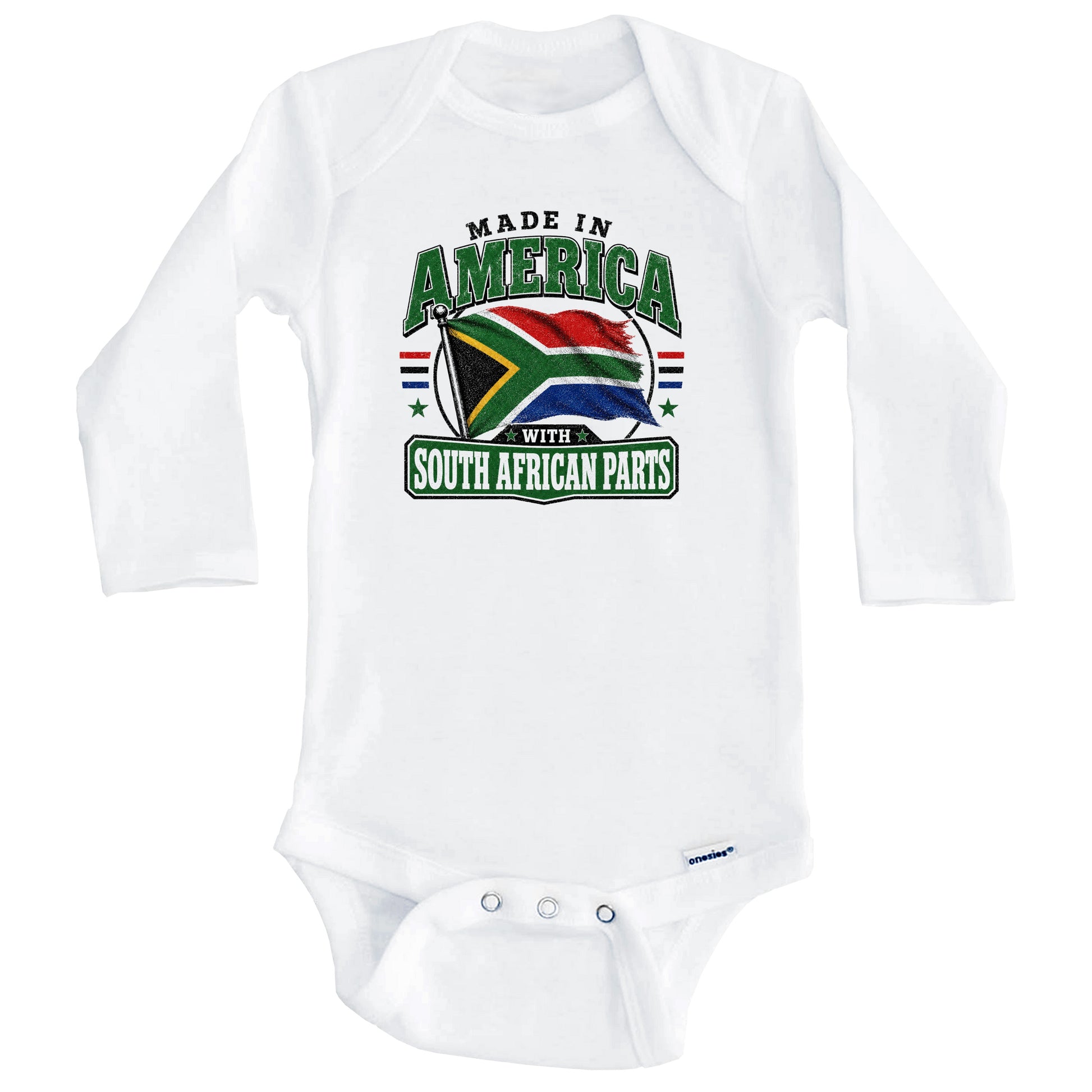 Made In America With South African Parts South Africa Flag Baby Bodysuit (Long Sleeves)