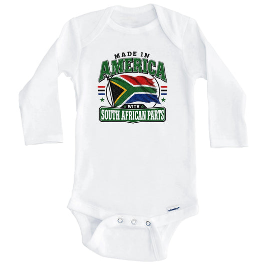 Made In America With South African Parts South Africa Flag Baby Bodysuit (Long Sleeves)
