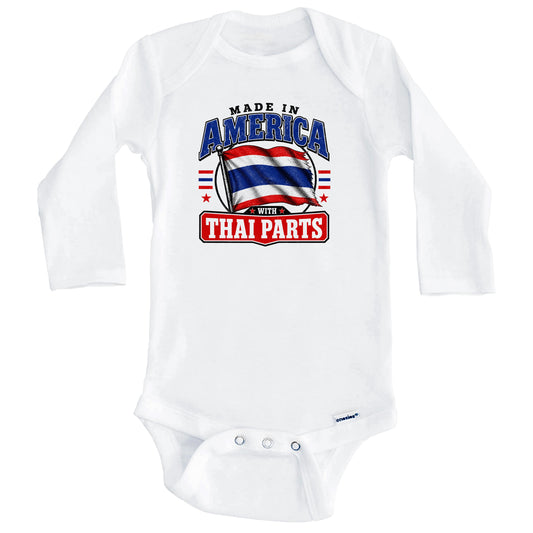Made In America With Thai Parts Thailand Flag Baby Bodysuit (Long Sleeves)