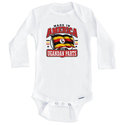 Made In America With Ugandan Parts Uganda Flag Baby Bodysuit (Long Sleeves)