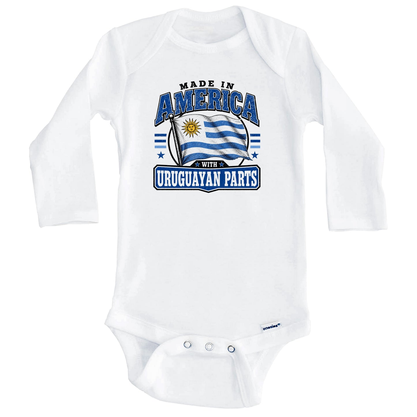Made In America With Uruguayan Parts Uruguay Flag Baby Bodysuit (Long Sleeves)