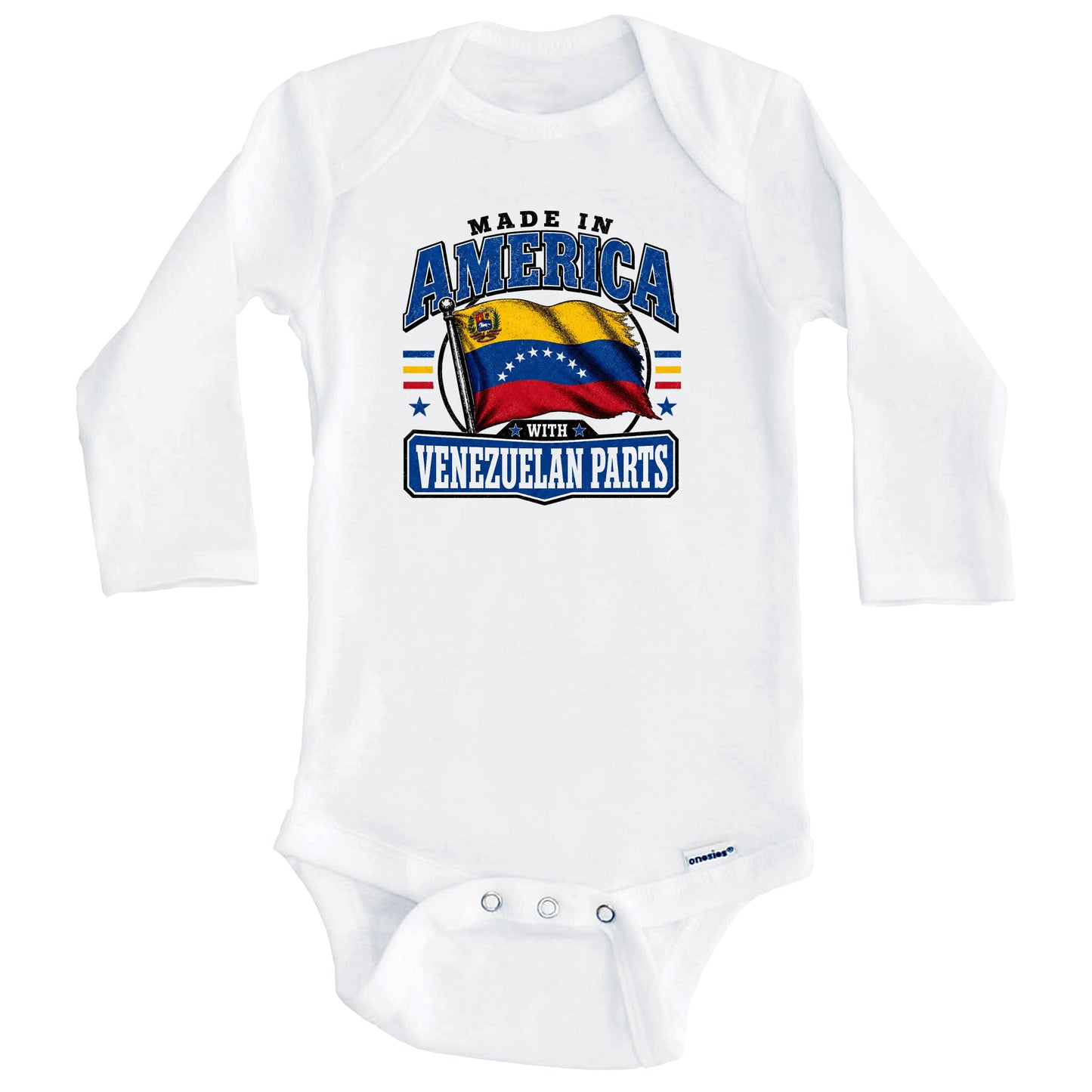 Made In America With Venezuelan Parts Venezuela Flag Baby Bodysuit (Long Sleeves)