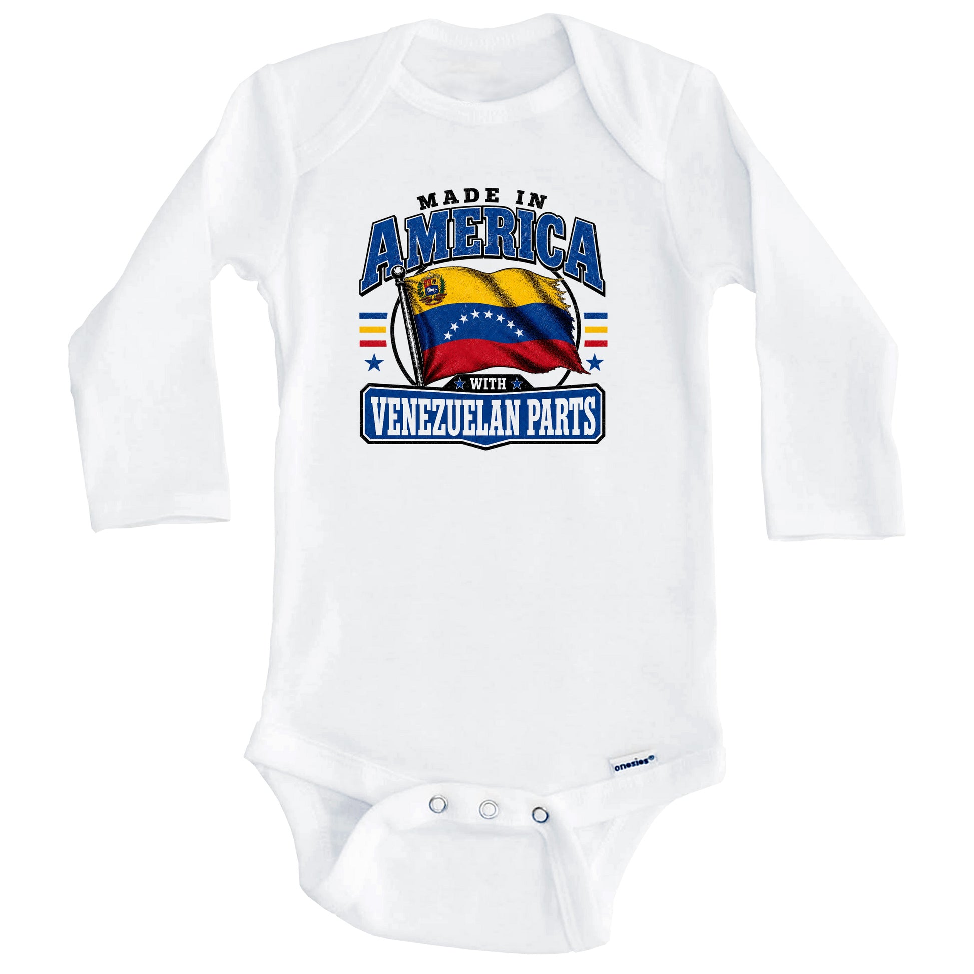 Made In America With Venezuelan Parts Venezuela Flag Baby Bodysuit (Long Sleeves)