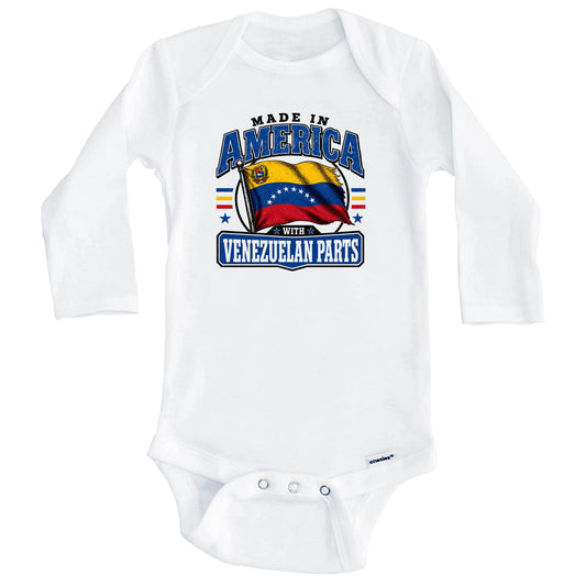 Made In America With Venezuelan Parts Venezuela Flag Baby Bodysuit (Long Sleeves)