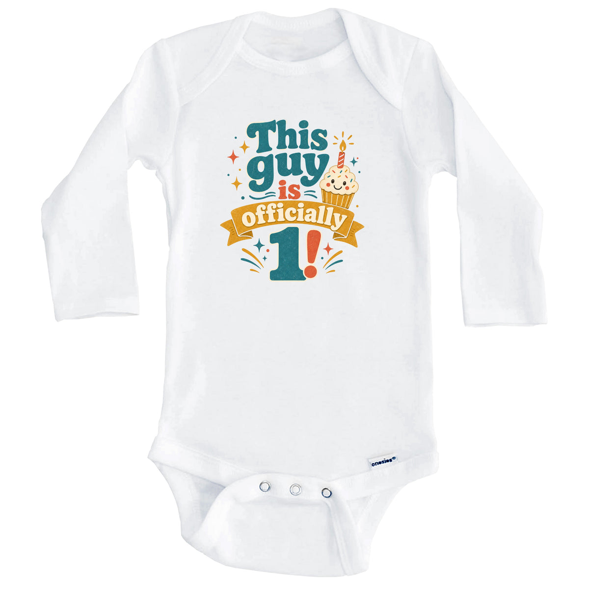 This Guy Is Officially 365 Days Old First Birthday Baby Bodysuit v2 (Long Sleeves)