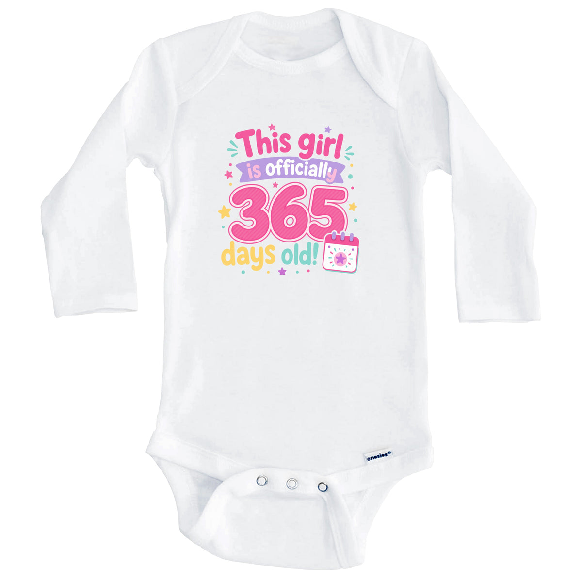 This Girl Is Officially 365 Days Old First Birthday Baby Bodysuit (Long Sleeves)