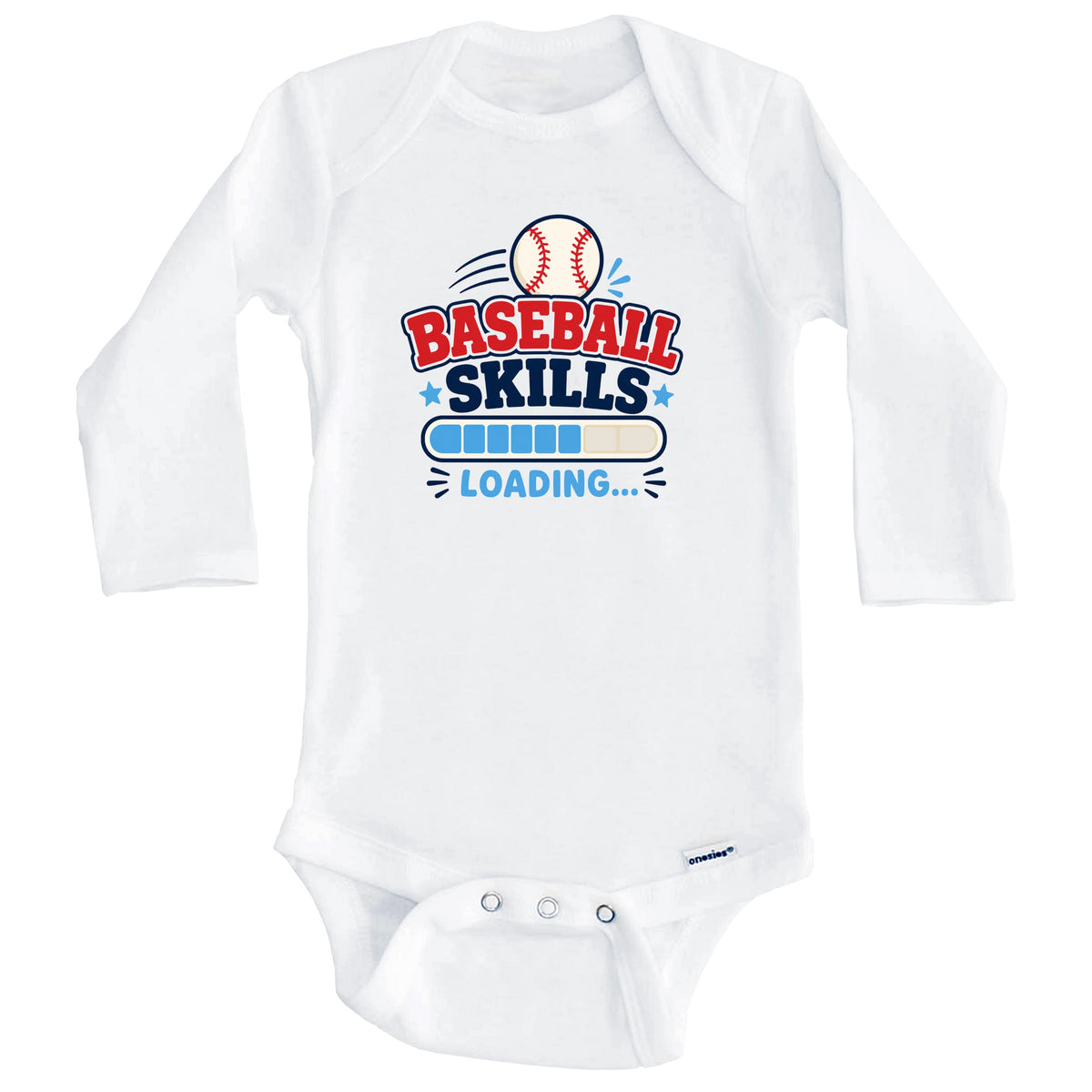 Baseball Skills Loading Funny Sports Humor Baby Bodysuit (Long Sleeves)