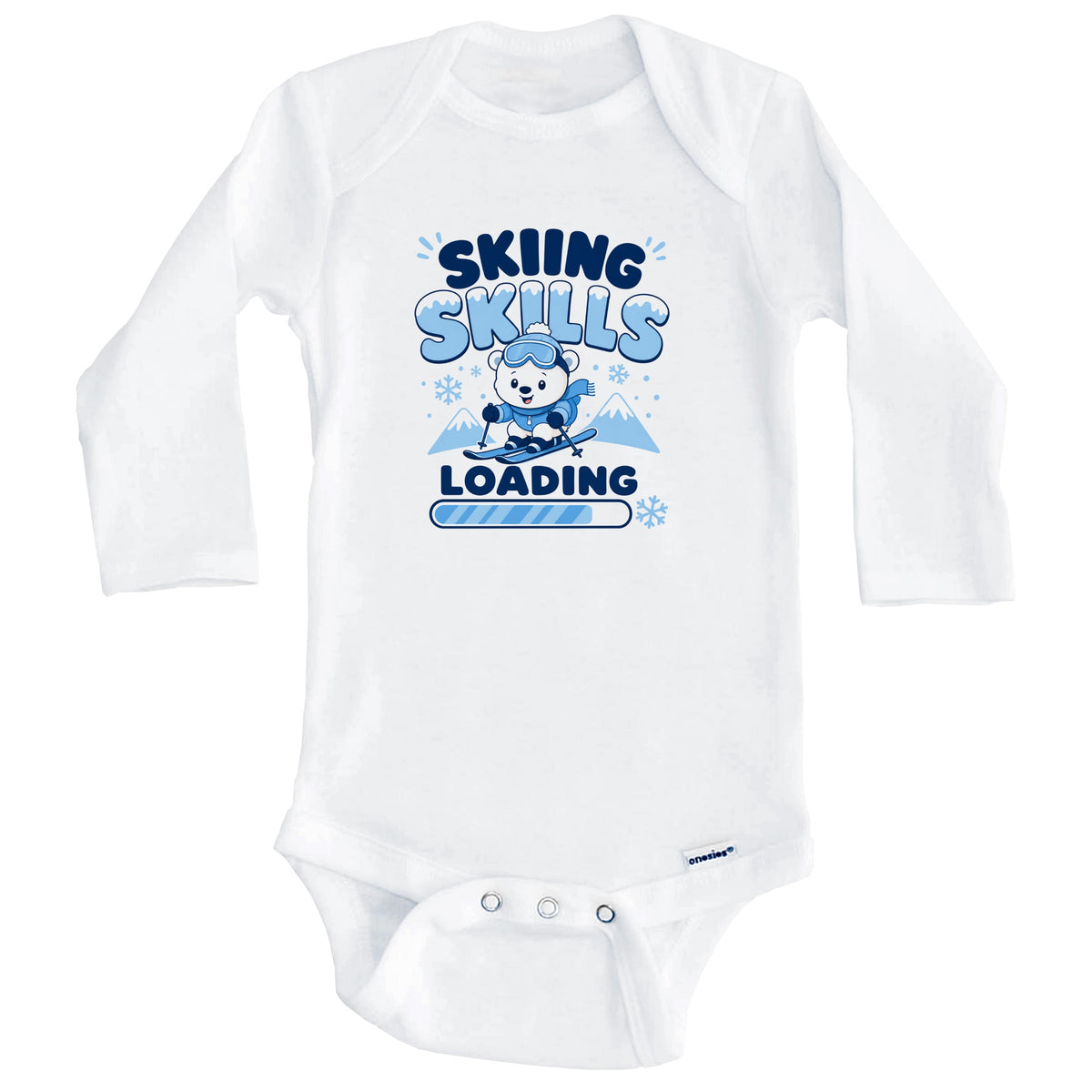 Skiing Skills Loading Funny Skier Humor Baby Bodysuit (Long Sleeves)