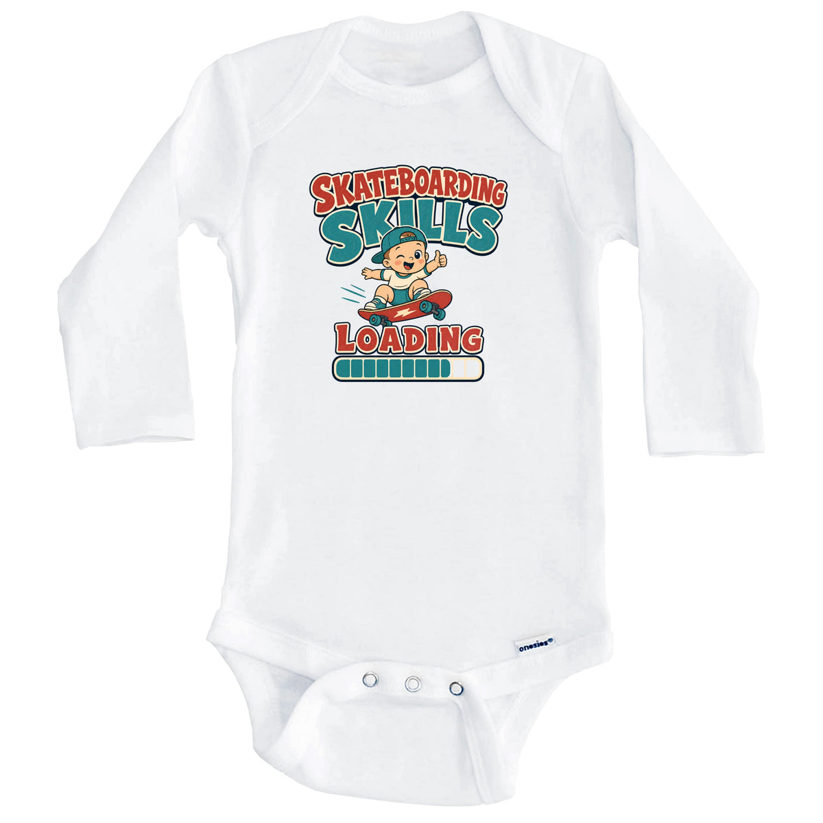 Skateboarding Skills Loading Funny Skateboard Humor Baby Bodysuit (Long Sleeves)