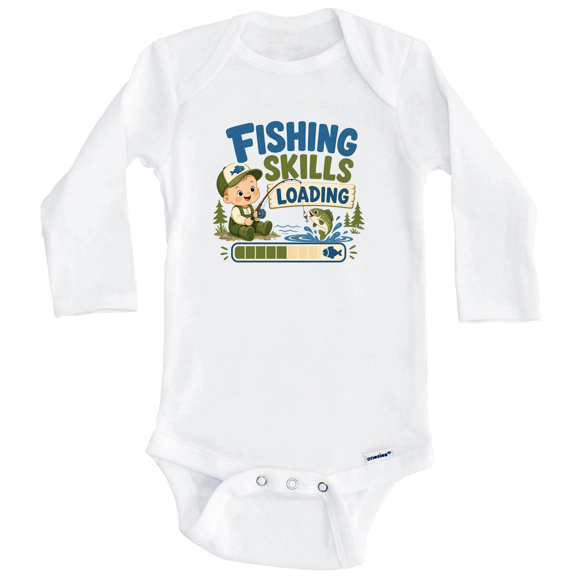 Fishing Skills Loading Funny Sports Humor Baby Bodysuit (Long Sleeves)