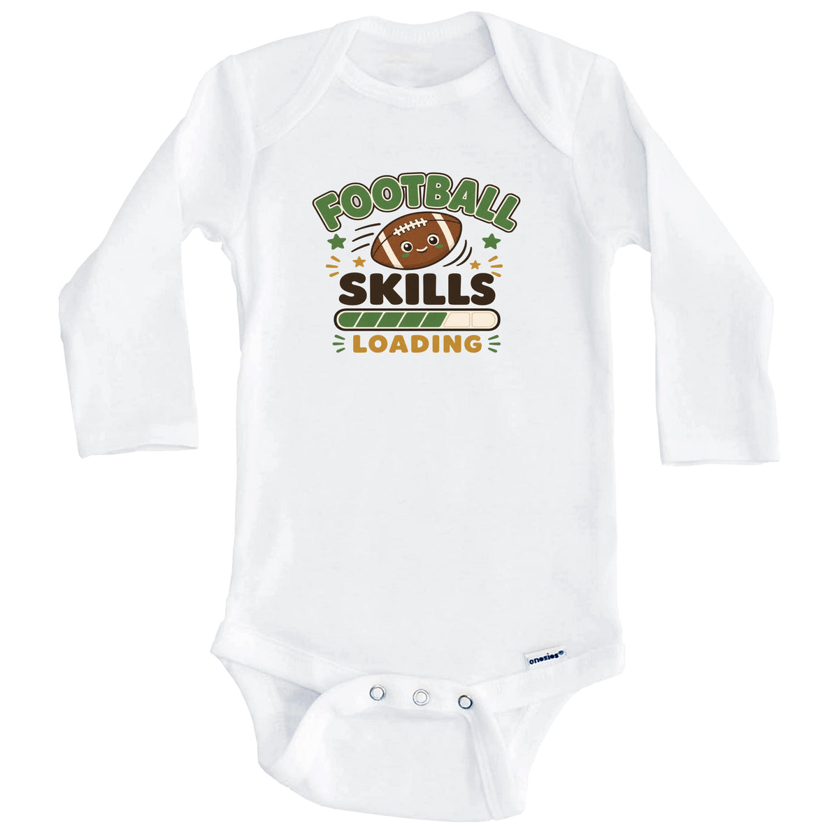 Football Skills Loading Funny Sports Humor Baby Bodysuit (Long Sleeves)