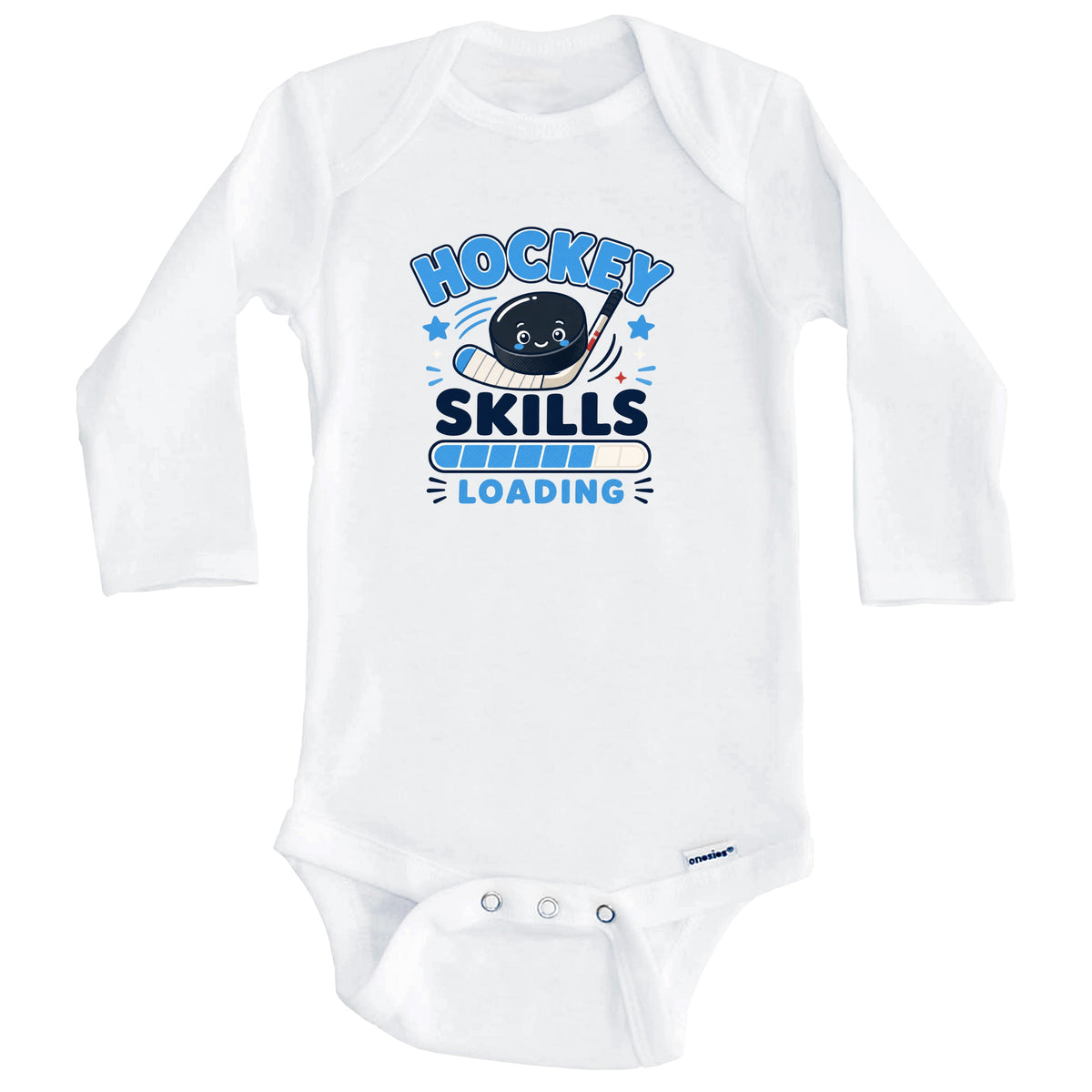 Hockey Skills Loading Funny Sports Humor Baby Bodysuit (Long Sleeves)