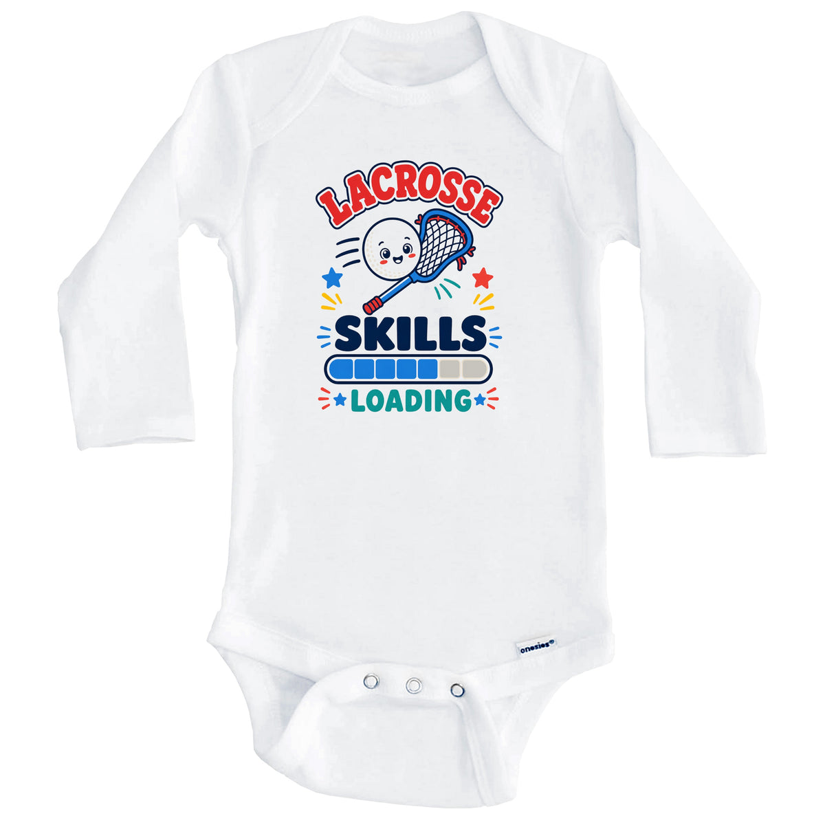 Lacrosse Skills Loading Funny Sports Humor Baby Bodysuit (Long Sleeves)