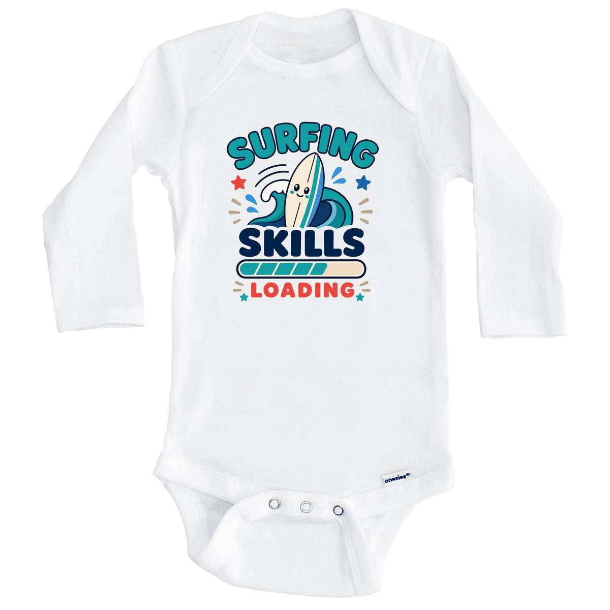 Surfing Skills Loading Funny Surfer Humor Baby Bodysuit (Long Sleeves)