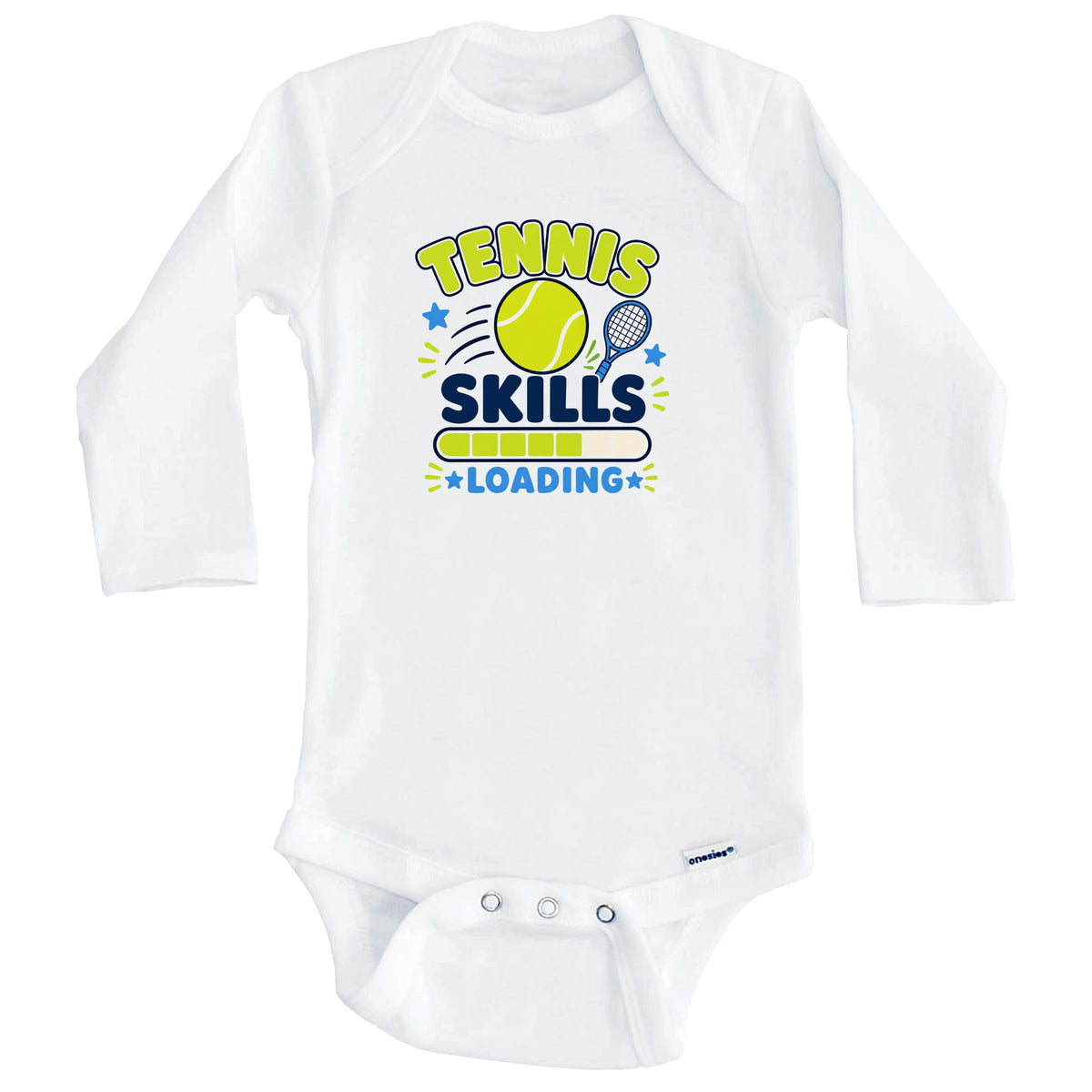 Tennis Skills Loading Funny Sports Humor Baby Bodysuit (Long Sleeves)