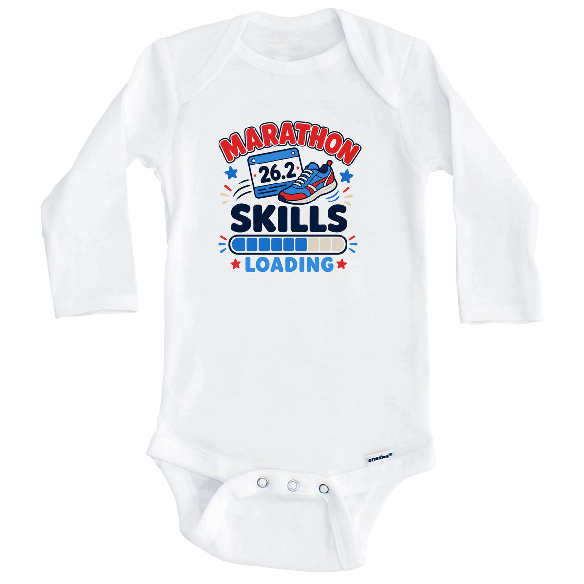 Marathon Skills Loading Funny Running Humor Baby Bodysuit (Long Sleeves)