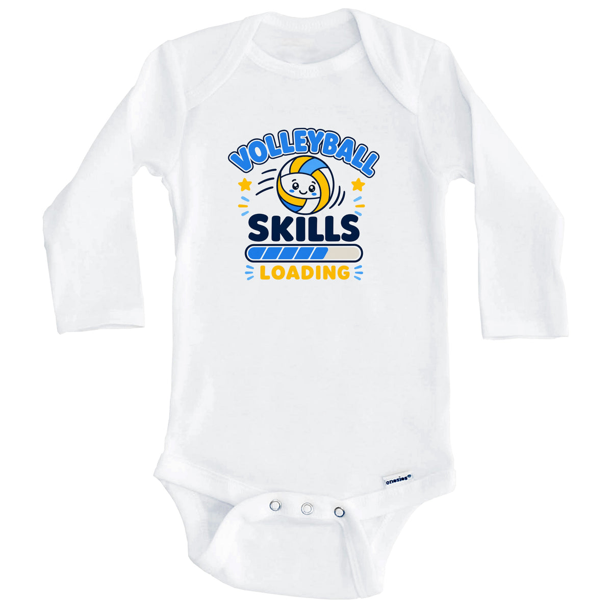 Volleyball Skills Loading Funny Sports Humor Baby Bodysuit (Long Sleeves)