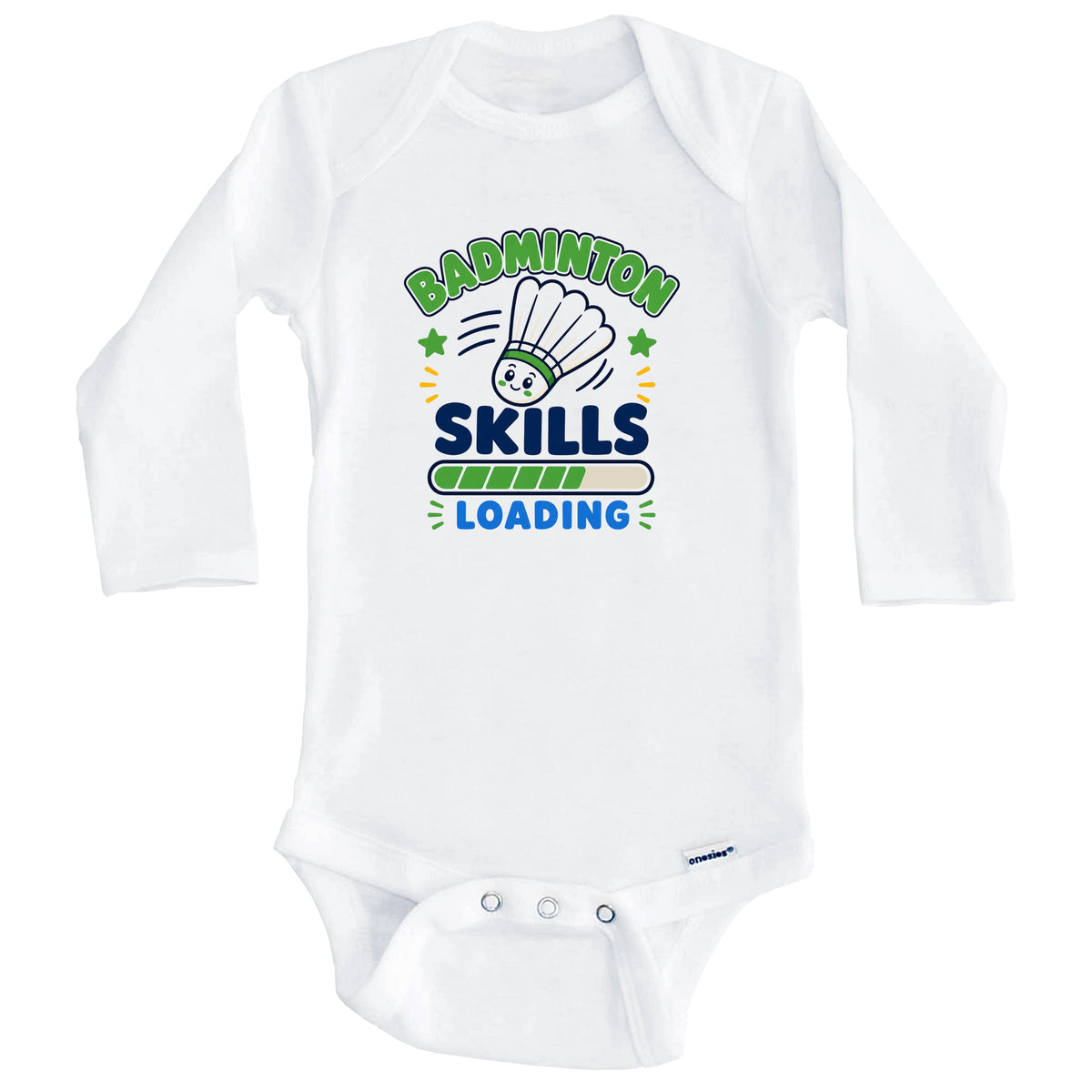 Badminton Skills Loading Funny Sports Humor Baby Bodysuit (Long Sleeves)