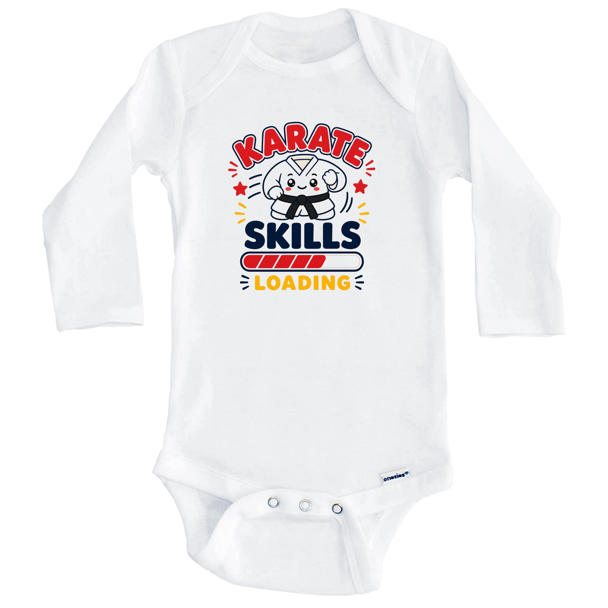 Karate Skills Loading Funny Martial Arts Humor Baby Bodysuit (Long Sleeves)